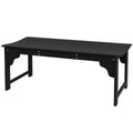 Wooden Garden Bench, Patio Double Park Bench with Slatted Seat, Front Porch Backless Bench, Black