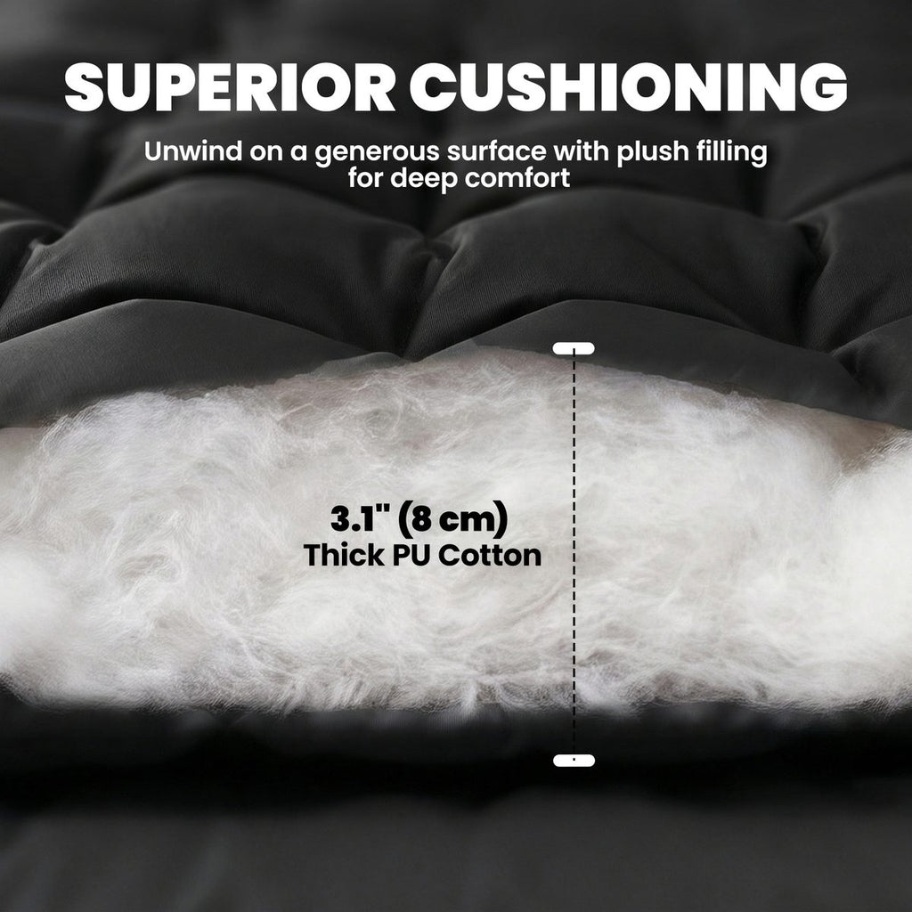 Sleeping Mat, Camping Mat Pad with Elastic Straps, Black