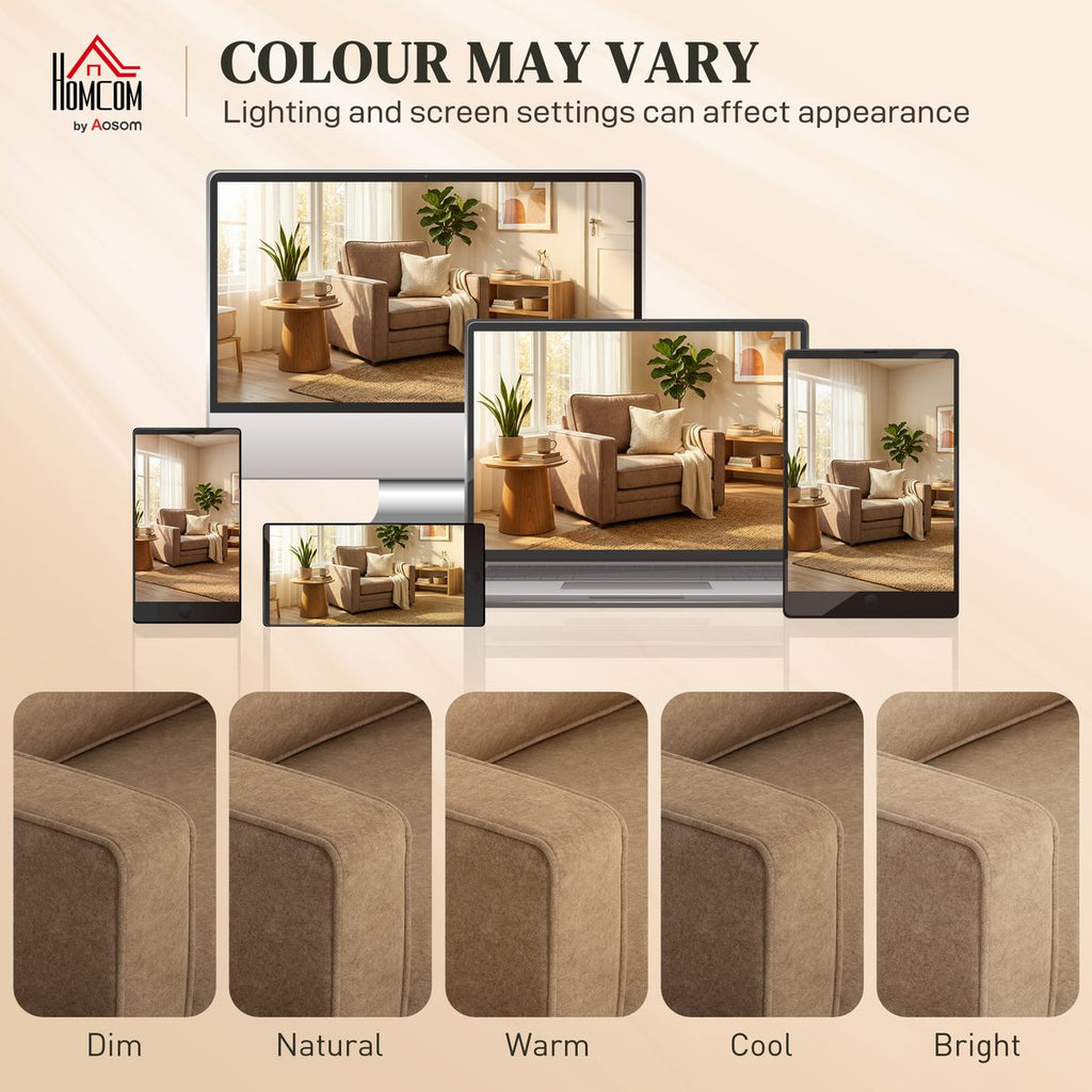 Accent Chair, Velvet-feel Fabric Armchair with Wide Seat, Spring Cushion, Solid Wood legs, Brown