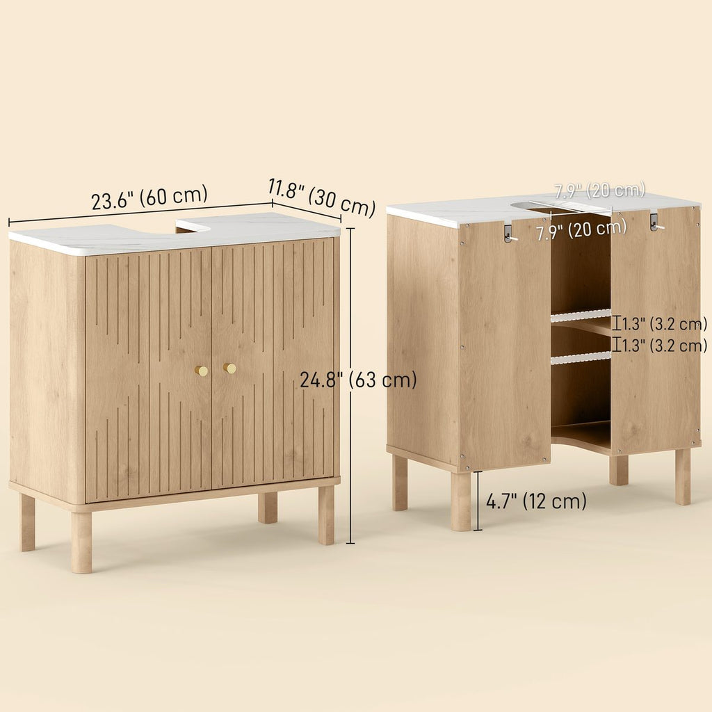 Floor Standing Bathroom Vanity, Bathroom Vanity Cabinet with Adjustable Shelf, Oak