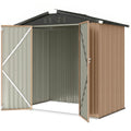 6.5' x 4' Outdoor Storage Shed, Metal Garden Shed with Lockable Double Doors, 4 Vents, Brown