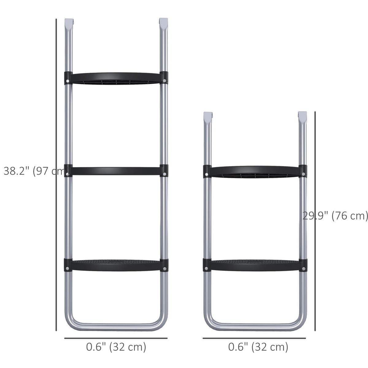 Trampoline Ladder Steel, 2/3 Steps Outdoor Trampoline Accessories, 38 Inch Length