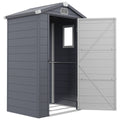 4.4' x 3.3' Plastic Garden Storage Shed with Latch Door, Vents, Sloped Roof, Grey