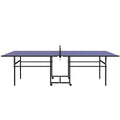 Full Size Table Tennis Table, Folding Ping Pong Table with Net, Paddles, Balls and Wheels, Blue
