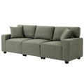 3 Seater Sofa with Storage Pockets, Modern Upholstered Couch with Pocket Springs, Green