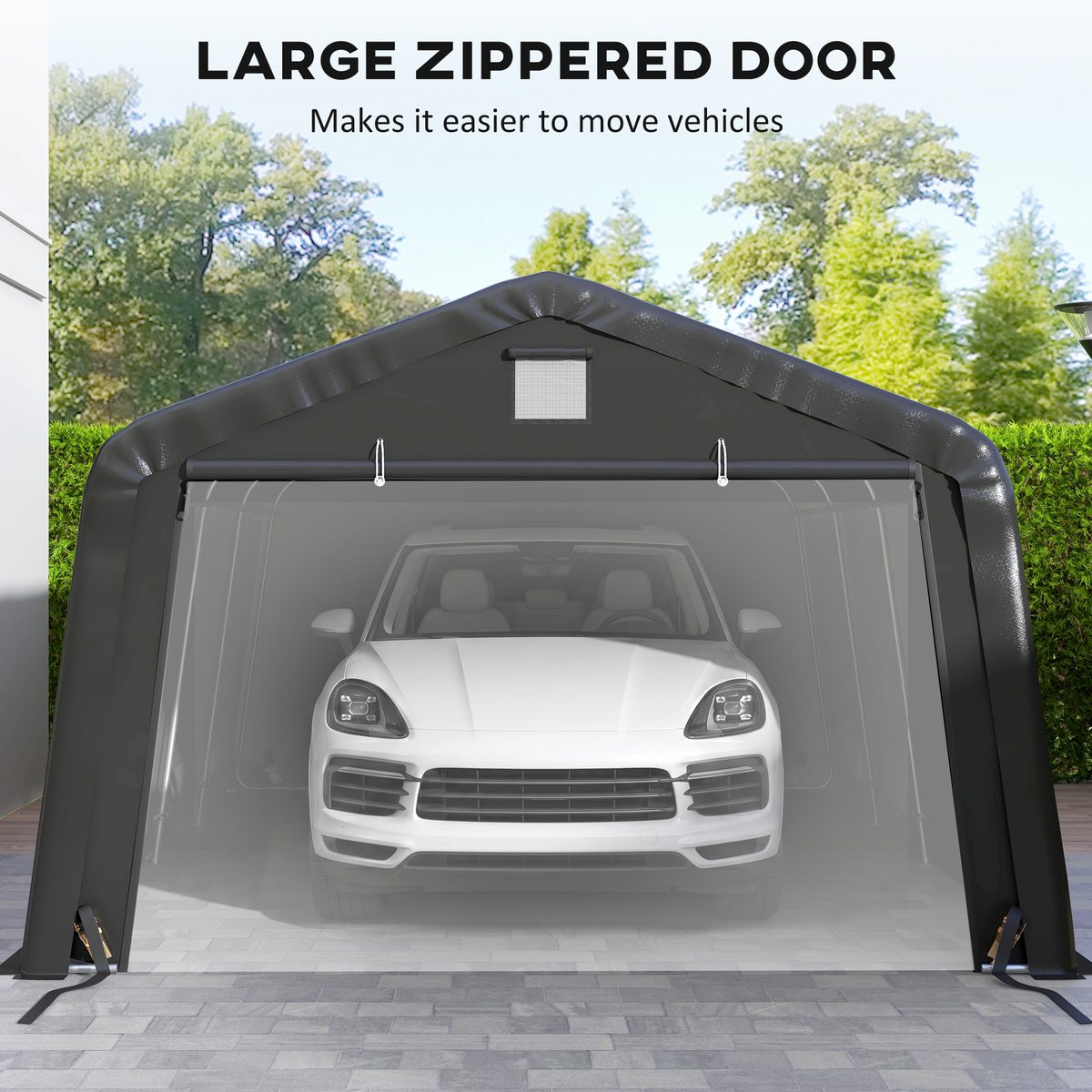 12' x 20' Portable Garage, Heavy Duty Carport Canopy with Ventilation Windows and Large Roll-up Door, Black