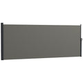 13' x 5' Retractable Side Awning, Outdoor Privacy Screen for Garden, Hot Tub, Balcony, Terrace, Pool, Dark Grey