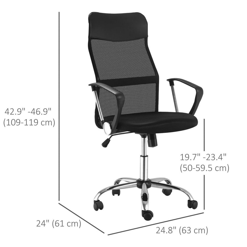 Ergonomic Mesh Office Chair, High Back Computer Desk Chair with Adjustable Height, Tilt Function, Armrest, 360° Swivel Office, Black