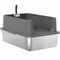 XL Stainless Steel Cat Litter Box for Big and Multiple Cats with High Wall Side, Scoop, Easy Cleaning & Odor Free