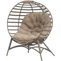 Egg Chair, Patio Lounge Chair, Foldable Basket Chair with Large Seat Cushion, Side Pocket, Sand