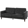 3 Seater Sofa Upholstered with Padded Cushion Modern Button Tufted Couch with Wood Legs, Dark Grey
