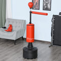 Freestanding Boxing Punch Bag Stand with 360° Rotating Flexible Arm, Speed Ball, Waterable and Sandable Base, Red
