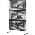 Metal Outdoor Privacy Screen, Freestanding Outdoor Divider with Stand, Decorative Privacy Panel, 78" x 48", Black