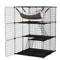 Three Tier Cat Enclosure with a Lockable Skylight, Hammock and Two Ladders