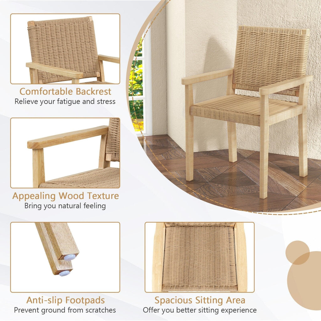 Indoor Outdoor Wood Chair Set of 2-Natural