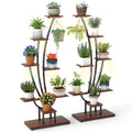 Indoor Plant Stand with Grow Lights Tall 8-Tier Corner Metal Plant Shelf-Set of 2