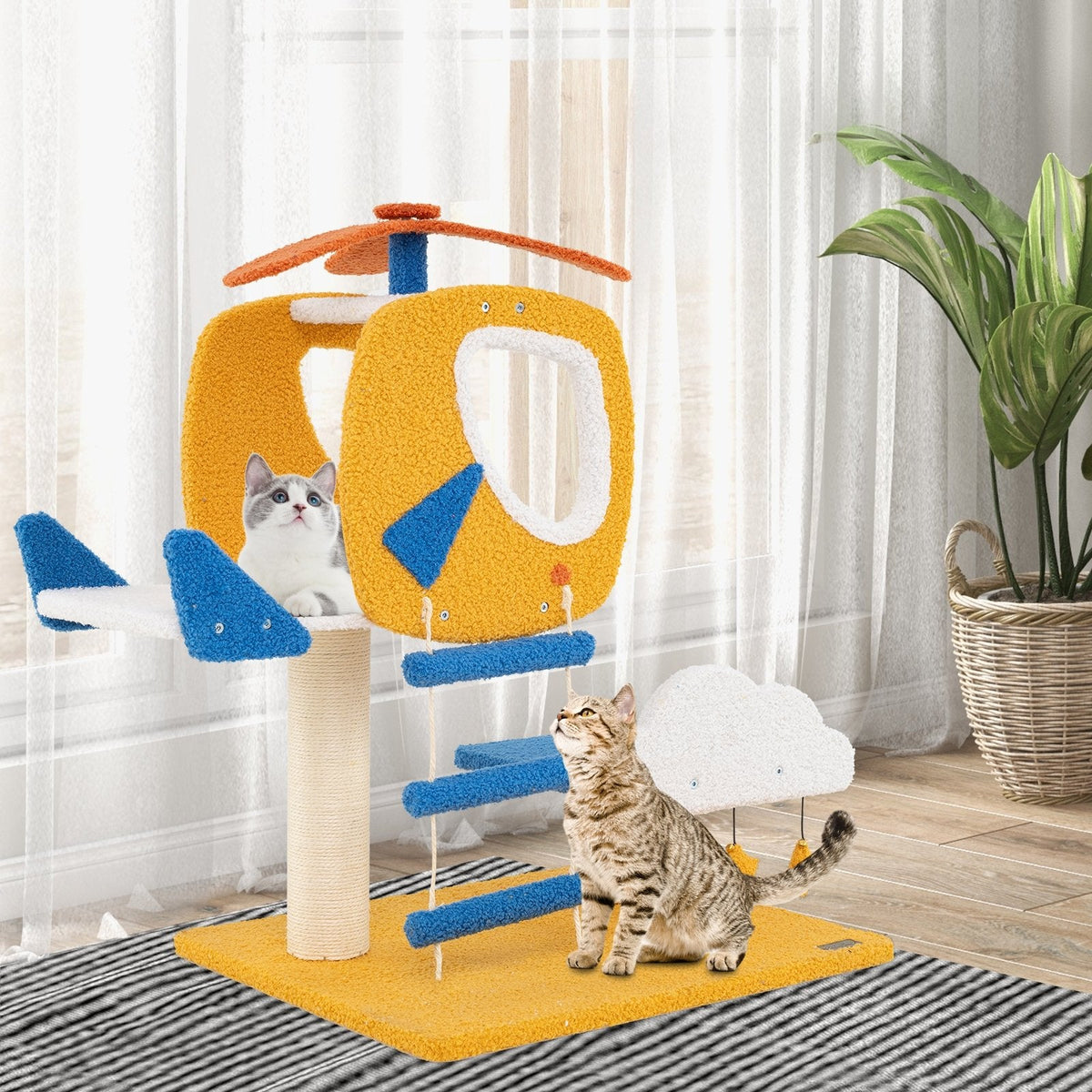 30 Inch Helicopter Cat Tree with a Cloud Platform and a Rung Ladder