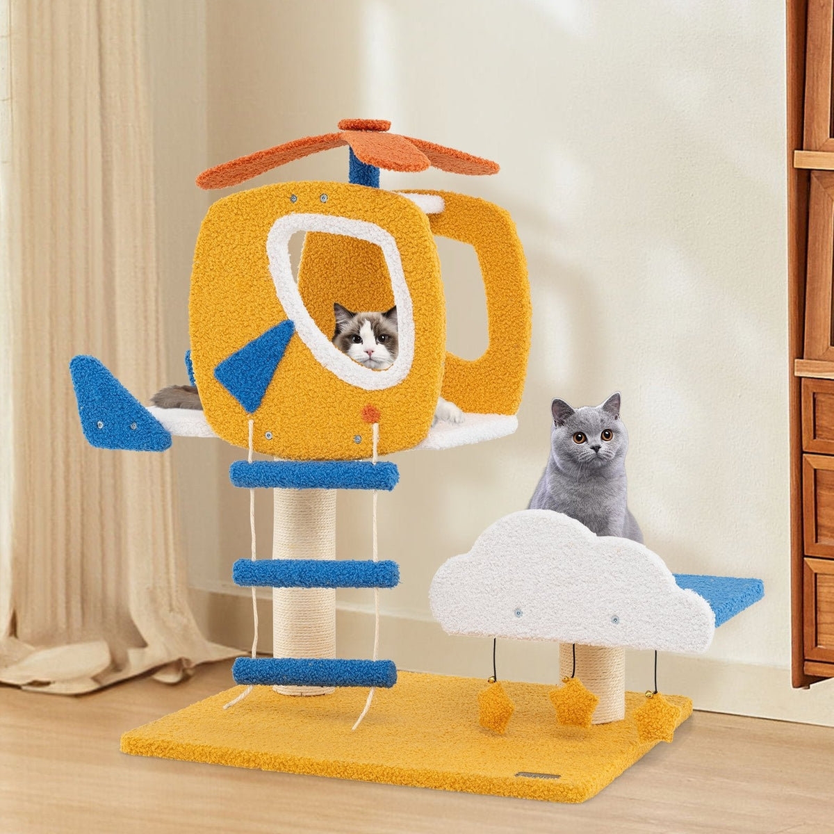 30 Inch Helicopter Cat Tree with a Cloud Platform and a Rung Ladder