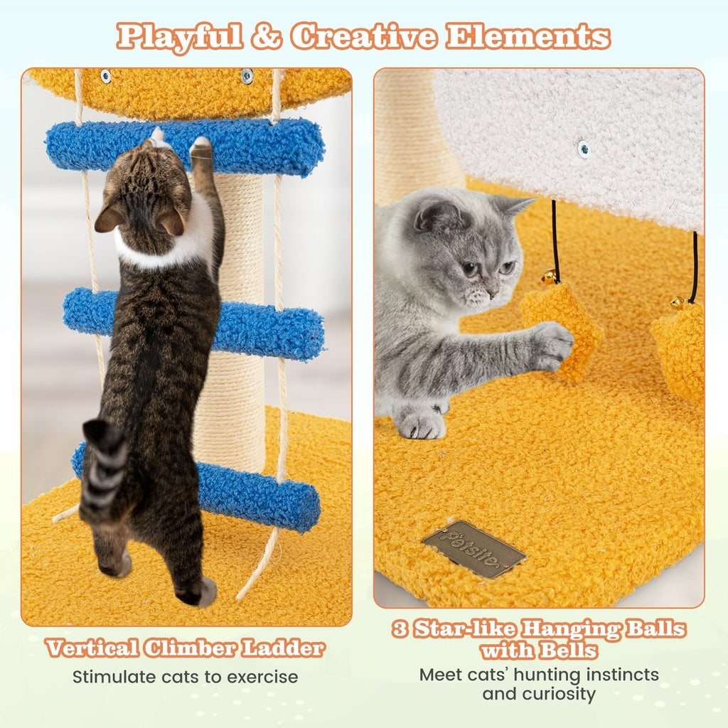 30 Inch Helicopter Cat Tree with a Cloud Platform and a Rung Ladder