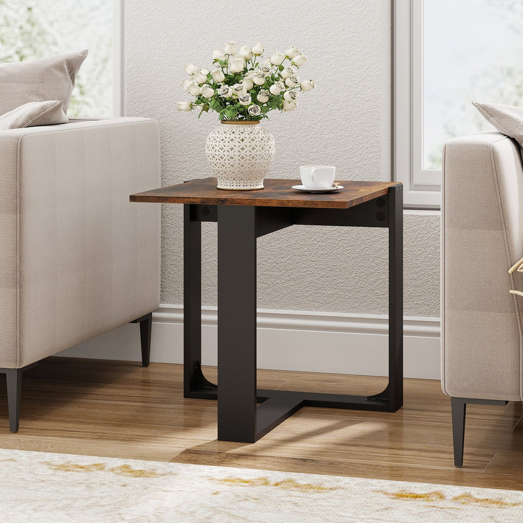 Industrial Sofa End Table with Metal Frame-1