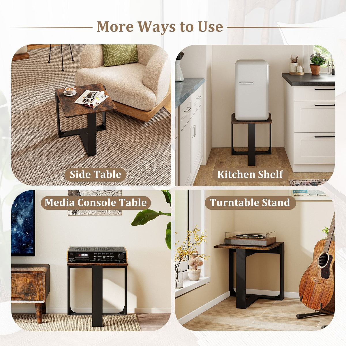 Industrial Sofa End Table with Metal Frame-1