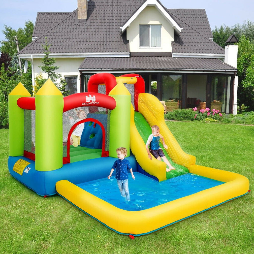 Castle Inflatable Bouncer with Water Slide, Jumping Area and Splash Pool, No Blower