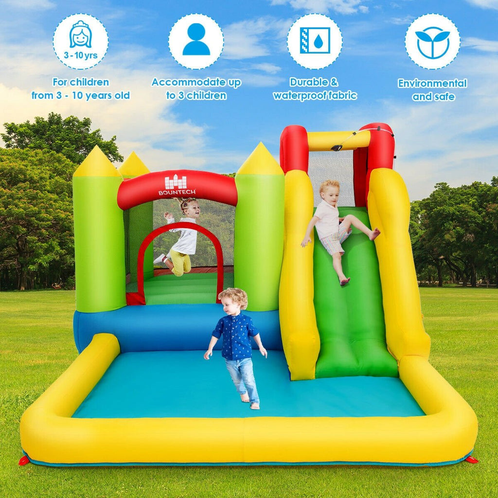 Castle Inflatable Bouncer with Water Slide, Jumping Area and Splash Pool, No Blower