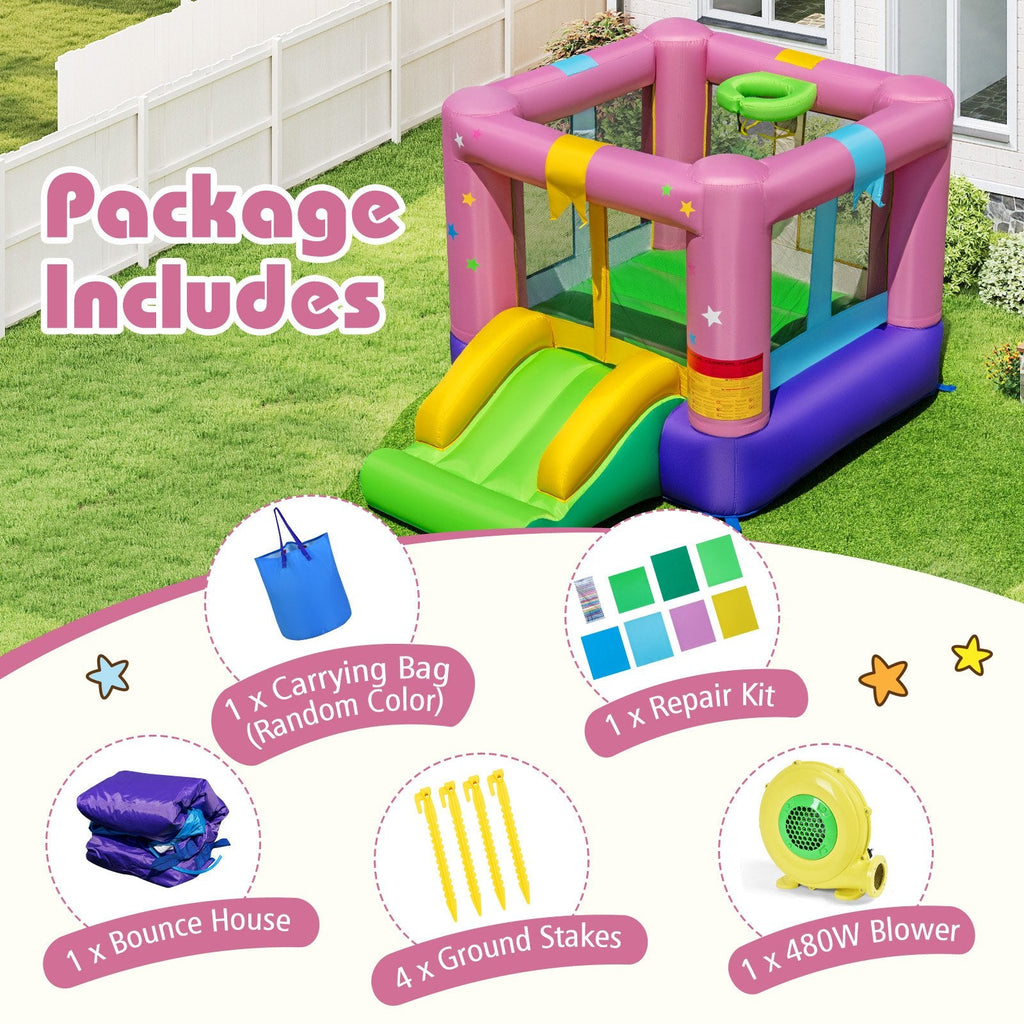 Inflatable Bounce House with 480W Blower and Carrying Bag for Party