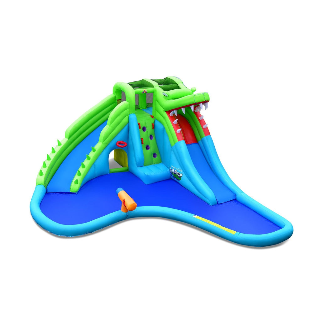 Crocodile Style Inflatable Water Slide Castle with Upgraded Armrests and 750W Blower