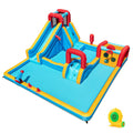 Giant Inflatable Water Park with Boxing Post, Climbing Wall and 680W Blower, Ages 3 to 12