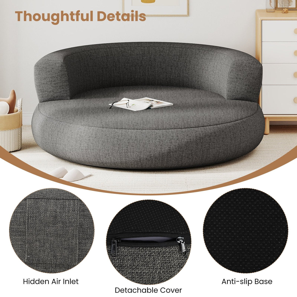 Inflatable Lounger Air Sofa with Detachable Cover-Gray