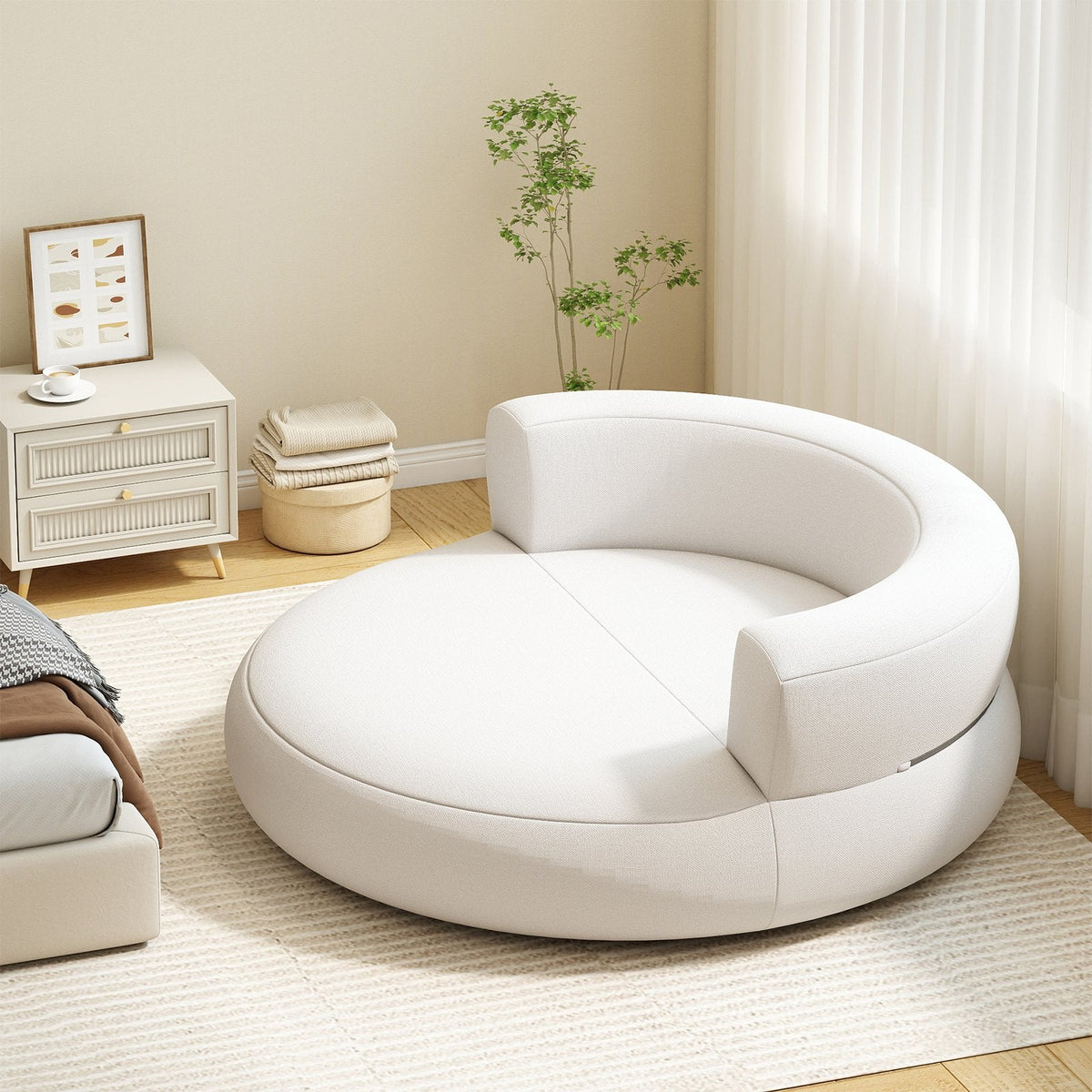 Inflatable Lounger Air Sofa with Detachable Cover-White