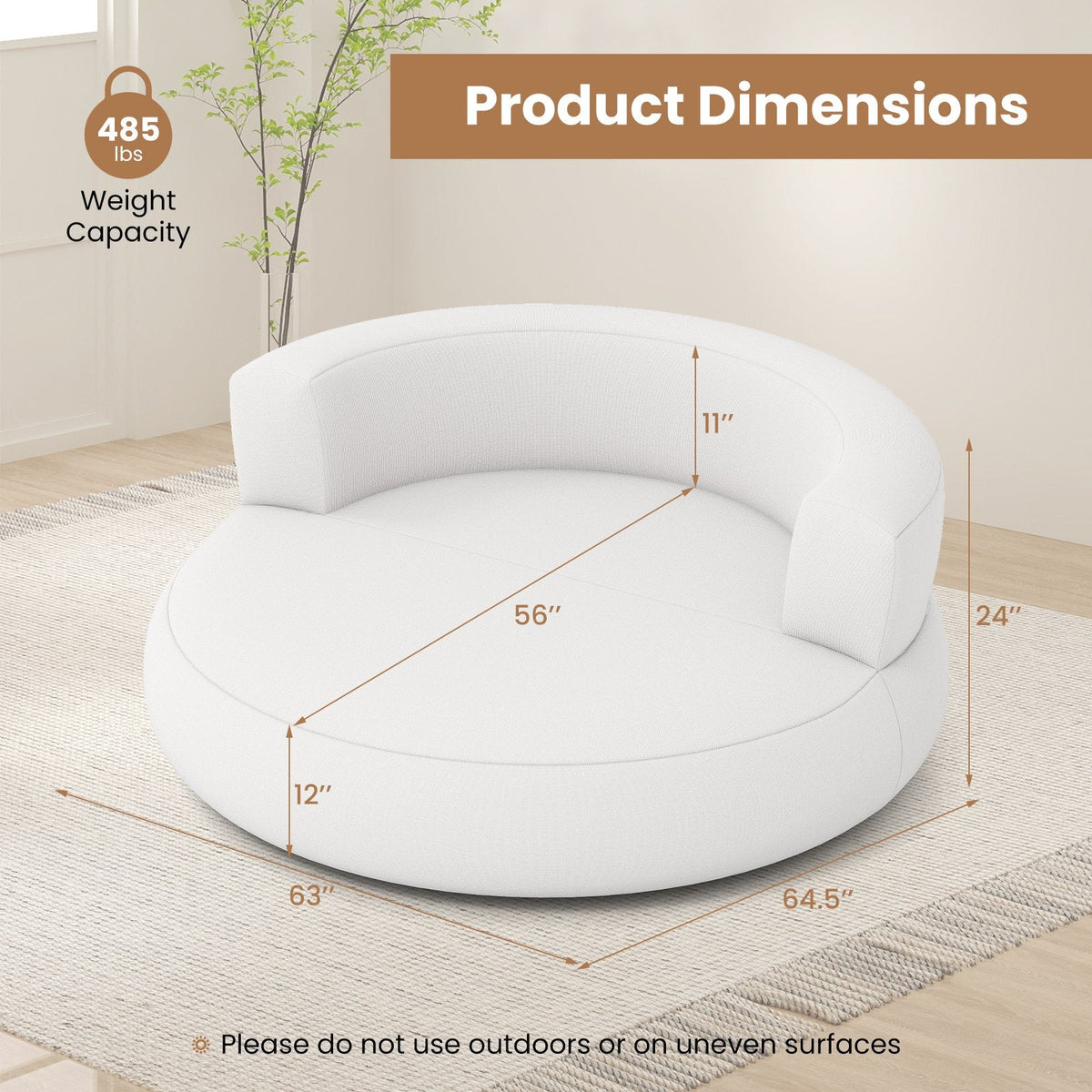 Inflatable Lounger Air Sofa with Detachable Cover-White
