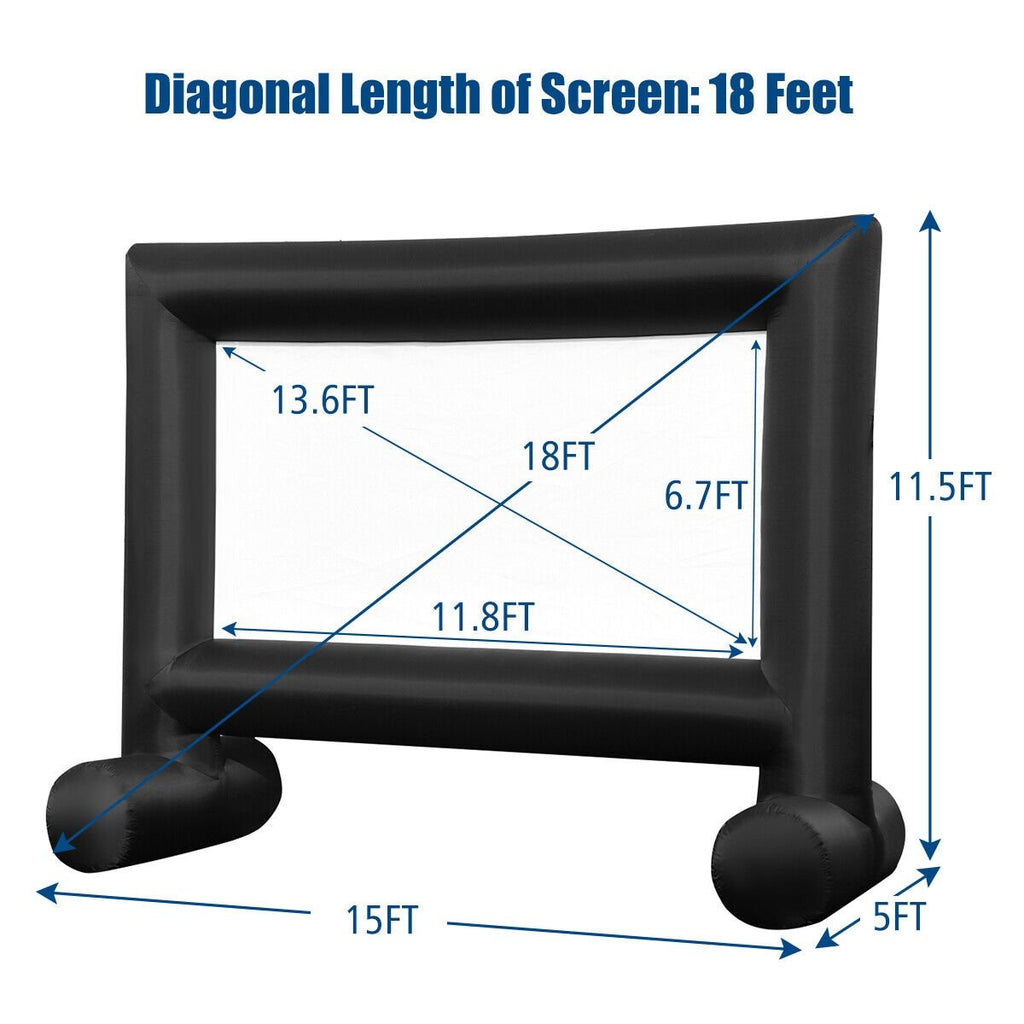 Inflatable Outdoor Movie Projector Screen with Blower and Carrying Bag-18 ft
