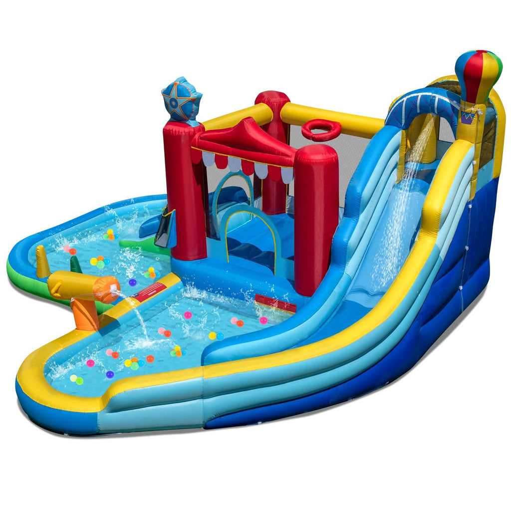 Inflatable Water Park with Splash Pool, Ball Pit and Water Cannon, No Blower