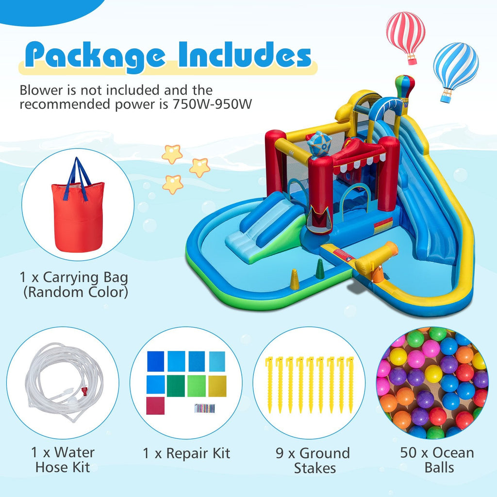 Inflatable Water Park with Splash Pool, Ball Pit and Water Cannon, No Blower