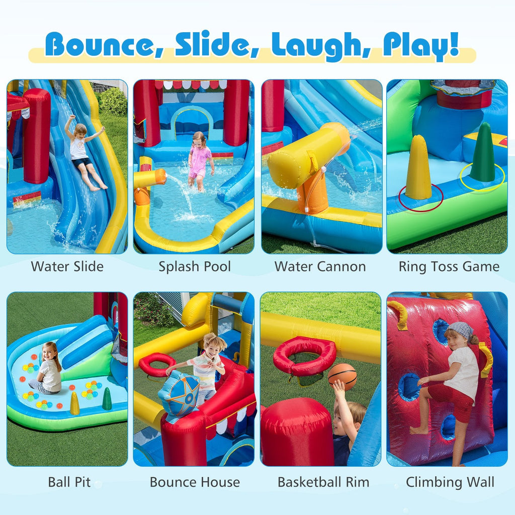 Inflatable Water Park with Splash Pool, Ball Pit and Water Cannon, No Blower