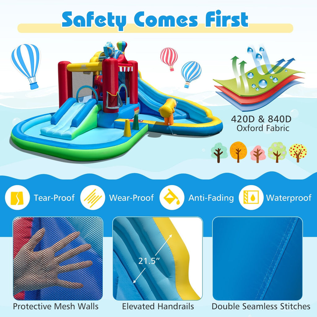 Inflatable Water Park with Splash Pool, Ball Pit and Water Cannon, No Blower