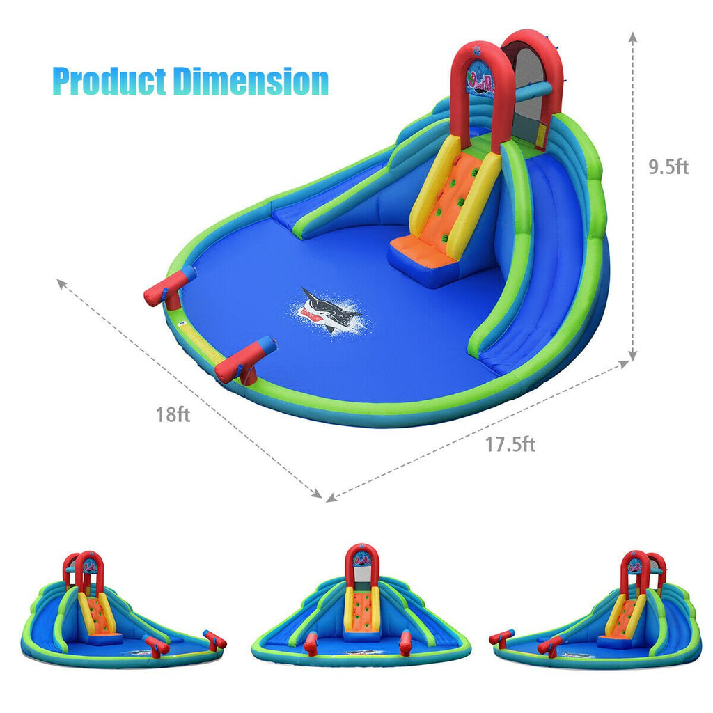 Inflatable Water Park with Two Slides, Climbing Wall and Large Splash Pool