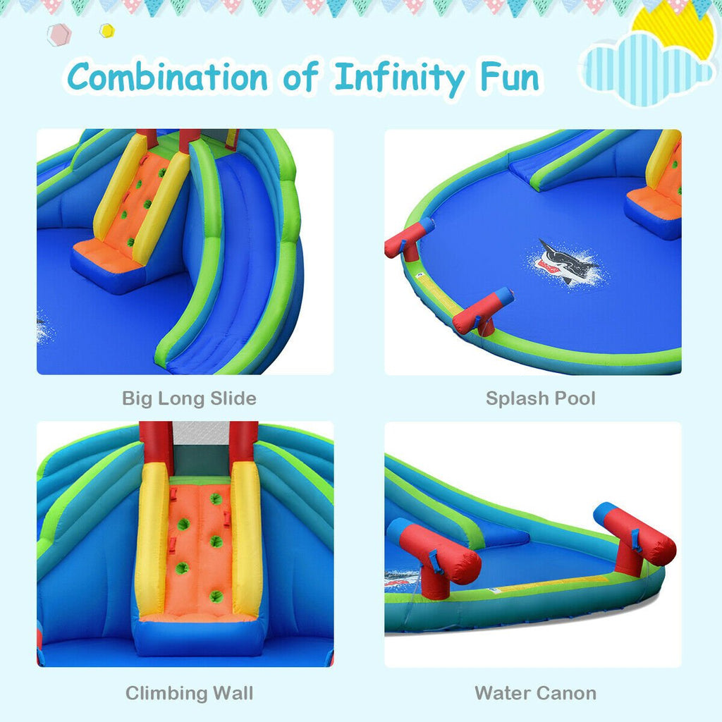 Inflatable Water Park with Two Slides, Climbing Wall and Large Splash Pool