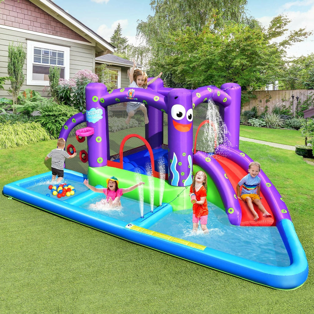 Octopus Inflatable Water Castle with Trampoline, Ball Pit and Splash Pool, No Blower