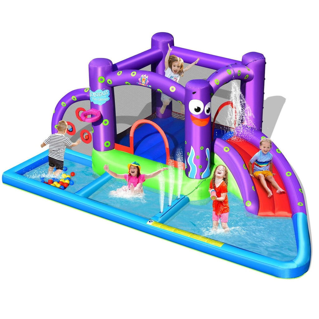 Octopus Inflatable Water Castle with Trampoline, Ball Pit and Splash Pool, No Blower
