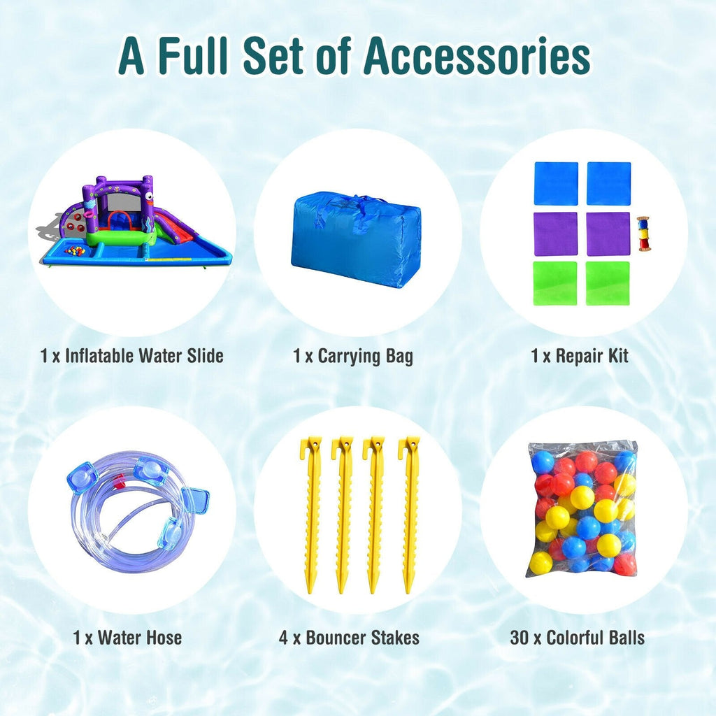 Octopus Inflatable Water Castle with Trampoline, Ball Pit and Splash Pool, No Blower