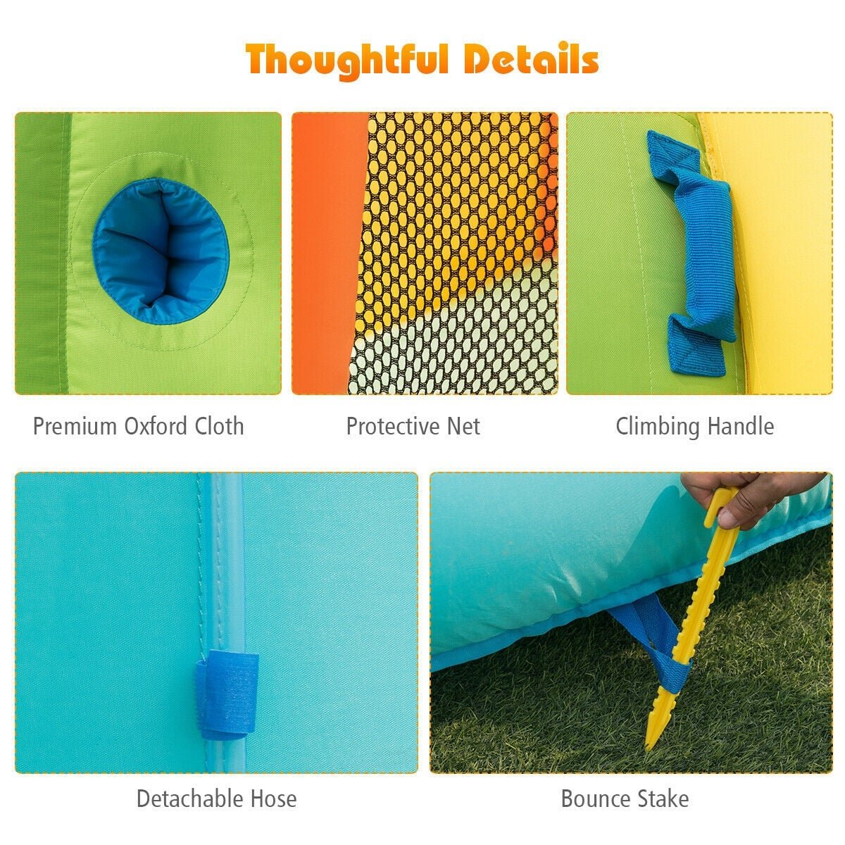 Inflatable Water Park with Climbing Wall, Mounted Squirt Guns and Blower Included