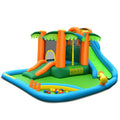Palm Tree Inflatable Water Slide Park with Upgraded Handrail and Ball Pit, No Blower