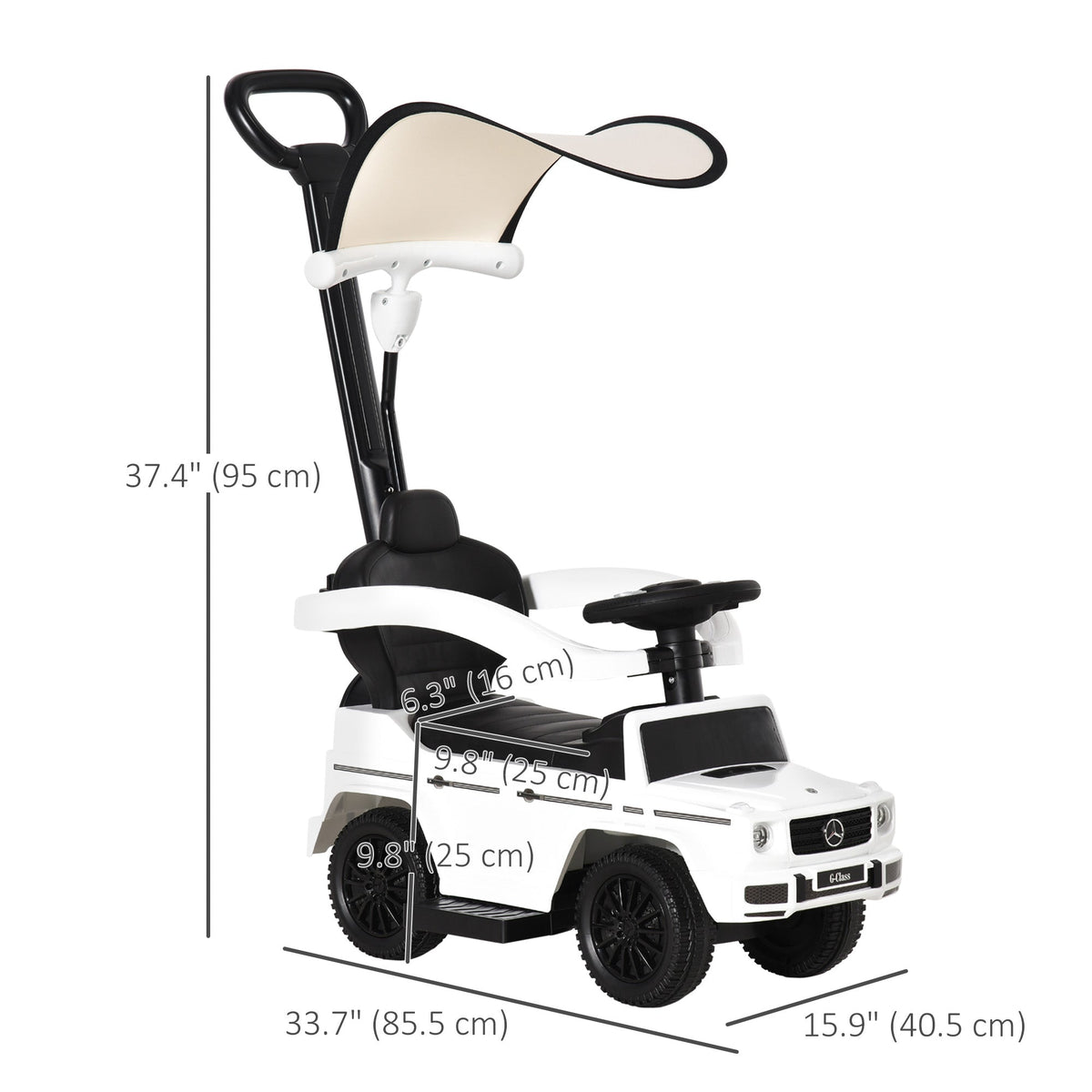 Mercedes-Benz G350 Licensed Push Car, 3-in-1 Toddler Sliding Car with Horn, Steering, Foot Rest, Seat Storage, Black