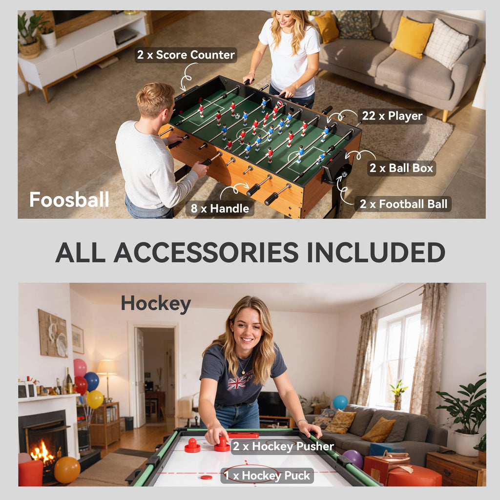 53 in 5-in-1 Combo Multi Game Table with Foosball, Pool, Hockey, Table Tennis, Basketball for Adults
