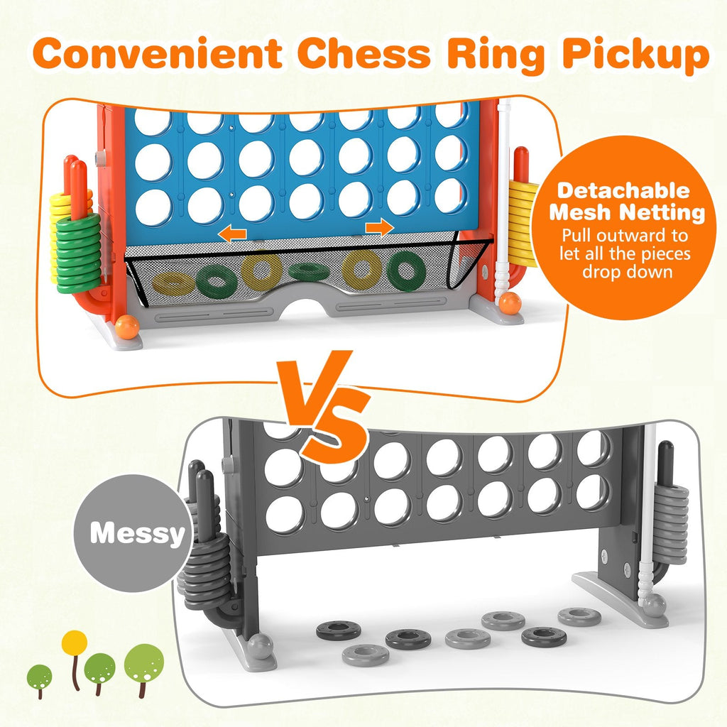 Jumbo 4-to-Score Game with Ring-toss and Basketball Hoop-Blue & Orange