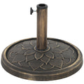 Round Patio Umbrella Base, 26 lbs Resin Umbrella Stand Base, Heavy Duty Patio Umbrella Holder, Bronze
