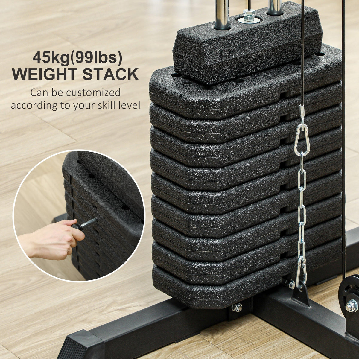 Home Gym Weights Machine, Multi Gym Lat Pulldown and Leg Workout Equipment with 99lbs Weight Stack